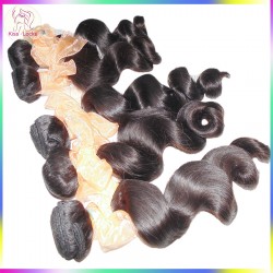 Sample Single bundle Top Unprocessed Natural Loose Wave Brazilian Virgin Human Hair Weave Fast Delivery