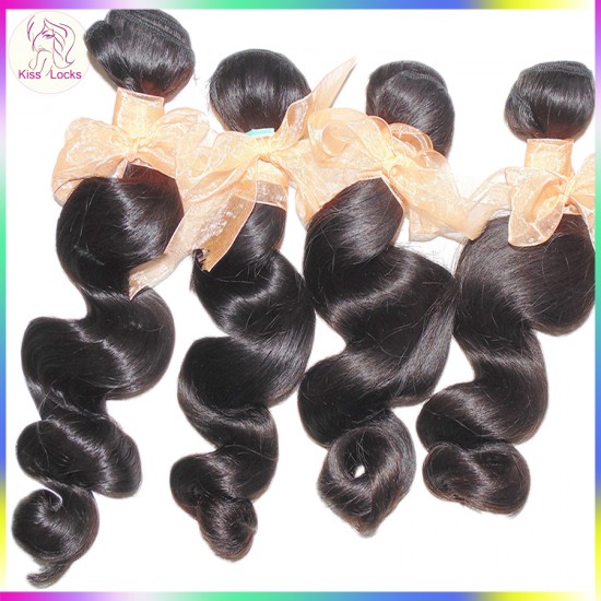 10A KissLocks Natural Brazilian Virgin Spiral Loose wave Wefts 2 bundles human hair Big waves Fast Shipping