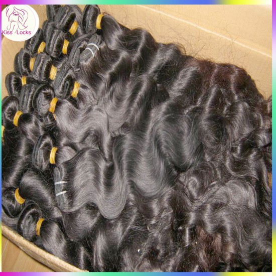 Hot seller KissLocks Raw Virgin Cambodian more wavy hair mix lengths 3pcs/lot can be bleached Flawless