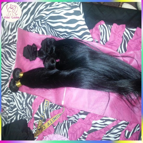 Kiss Locks Natural Straight Virgin RAW Filipino Hair 3pcs(mix lot 16,18,20) ,95-100grams/piece,Silky hair Weave