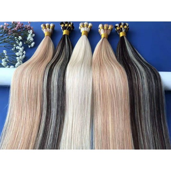 Single donor Handtied wefts double drawn extensions 18"-24" inches different colors Luxury human hair