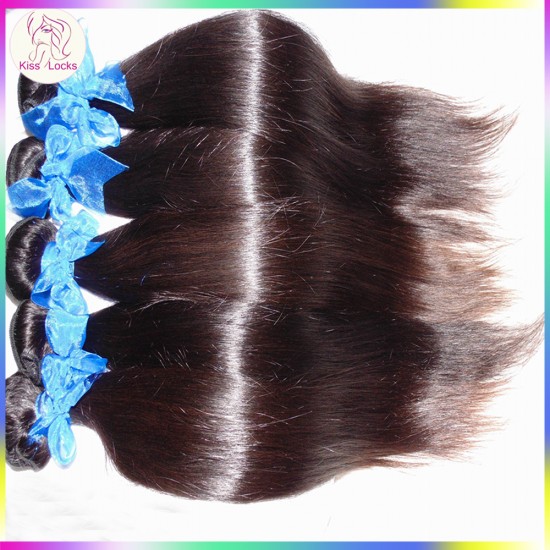 Sample Bundles KissLocks Raw Hair Extension Virgin Straight Indian Hair 100g Can be dyed,Low Maintenance