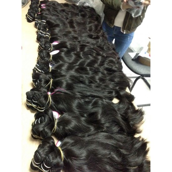 New arrival INDIAN raw natural wave wavy unprocessed human hair extensions 3 bundles great deals great weaves