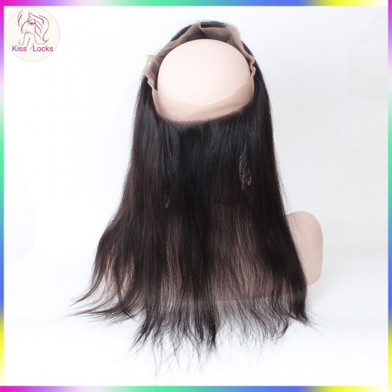 360 Lace Frontal Natural Baby Hair Virgin Filipino raw Human Hair Silky Straight Natural Black