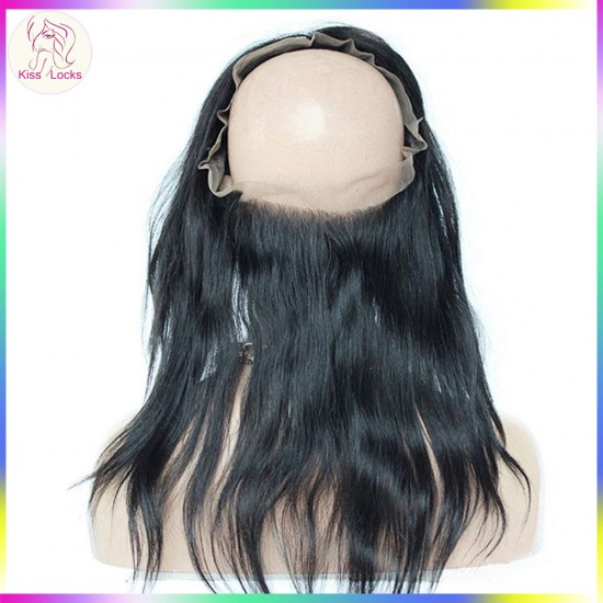 360 Lace Frontal Natural Baby Hair Virgin Filipino raw Human Hair Silky Straight Natural Black