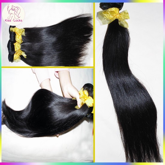 Mix lengths 10A Thick 3 bundle deals Silky Straight wave Virgin Laotian(Laos) Hair Can be bleached Clean Wefts