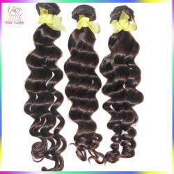 Unprocessed Raw Laotian Virgin Deep Wavy Loose Curly Virgin Hair Wefts 3 bundles Weave RAW Beauty