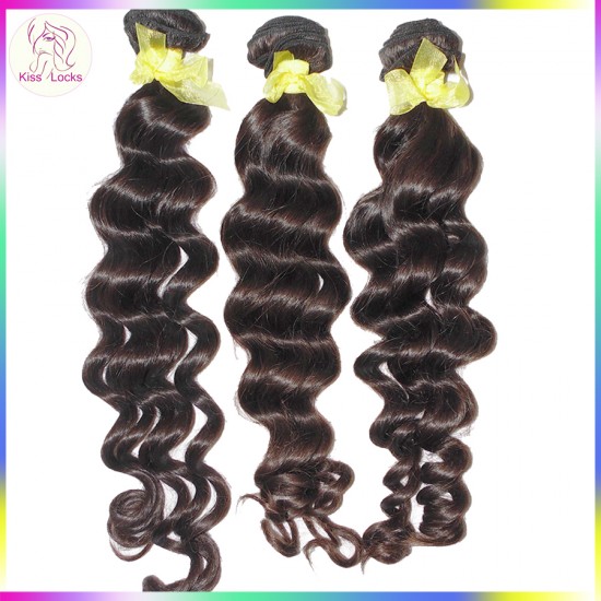 Unprocessed Raw Laotian Virgin Deep Wavy Loose Curly Virgin Hair Wefts 3 bundles Weave Grade 10A RAW Beauty