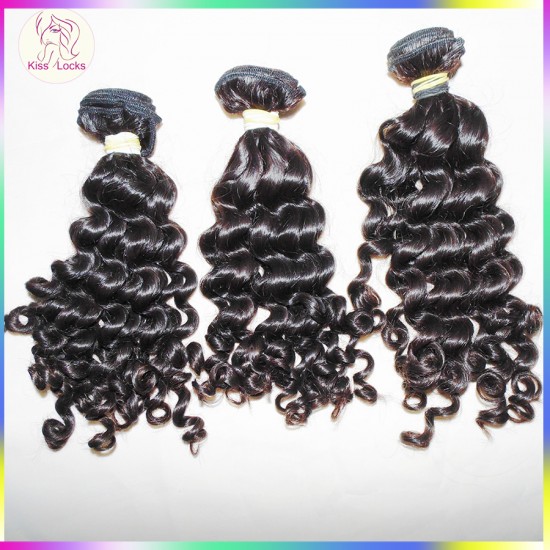 Hot selling STEAMED Virgin 10A Malaysian curly hair 3 bundles(300g) 12-28 sale KissLocks weave in STOCK