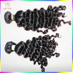 Hot selling STEAMED Virgin 10A Malaysian curly hair 3 bundles(300g) 12"-28" sale KissLocks weave in STOCK