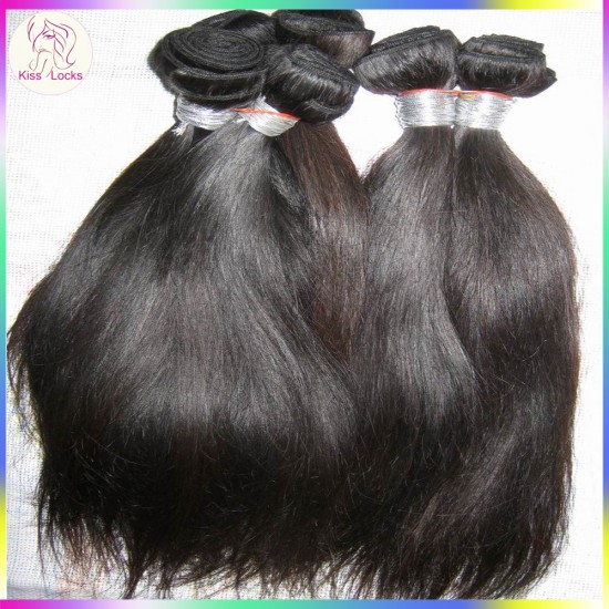 Retail 100% Malaysian straight virgin hair 1 piece bundle sample order(10-30) no silicon coating can be dyed KissLocks RAW 10A