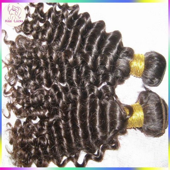 4 pcs/lot Natural Brown & Black Color Virgin Peruvian Deep curly hair machine weft(double stitched),best RAW hair vendor!