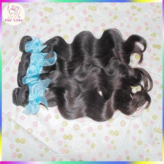 2 bundles KissLocks Weave Beauty Unprocessed Russian human body wave Virgin hair wefts Natural Color Pussy Girl