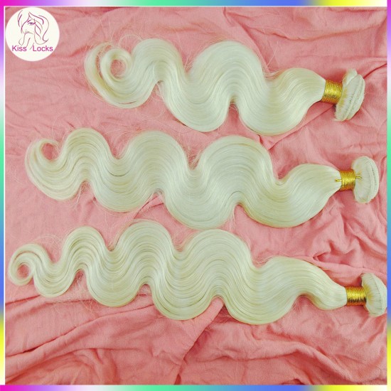 100g 1pc Color #613 Light Blonde Hair Weave Russian Human Hair Tangle free Can be dyed Best grade 10A