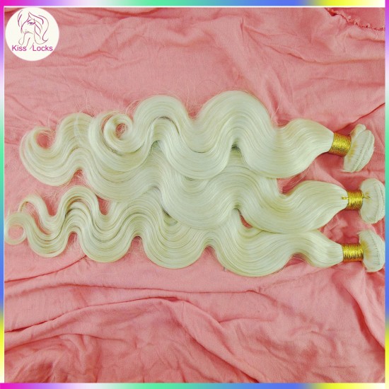 Premium blonde hair Bundles Body Wave 3pcs Lot Russian Human Bleached Virgin Hair Extensions Weave 12-28 Color # 613