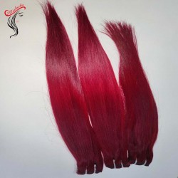 Preorder Burgundy color raw hair quality smooth straight texture 3/4 bundles different deals