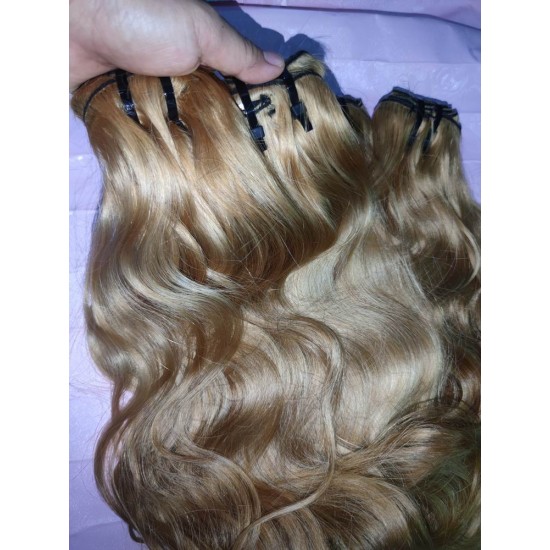 1 bundle Double drawn Colored Hair honey blonde body wave texture ship in 3 days one donor human hair weaves 100g