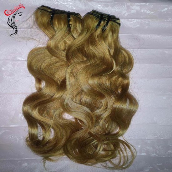 1 bundle Double drawn Colored Hair honey blonde body wave texture ship in 3 days one donor human hair weaves 100g