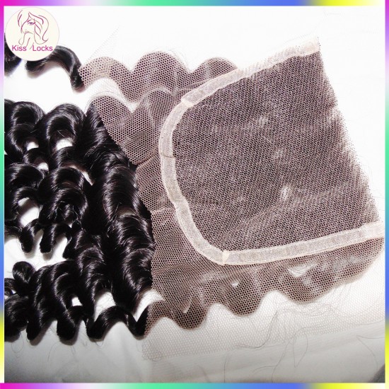 Great Curly Closure 10A Kiss Locks Raw Virgin Hair Lace Top Closures deep curls Matching Hair Types Burmese & Cambodian