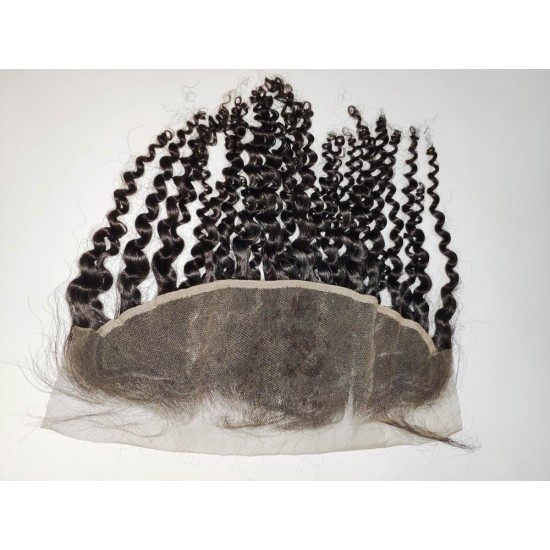 clearance sale short tight curly 13x4 Medium brown lace frontal Special offer free Fedex shipping 1 pack