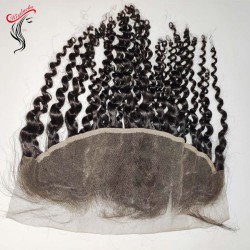 clearance sale short tight curly 13x4 Medium brown lace frontal Special offer free Fedex shipping 1 pack