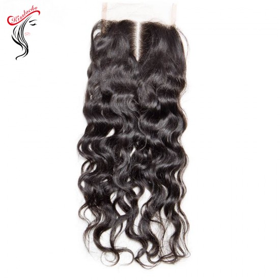 Kiss Locks Raw unprocessed water wave hair Lace Top Closure 4x4 Virgin Peruvian Mongolian Hair Types Cuticles aligned Free parting