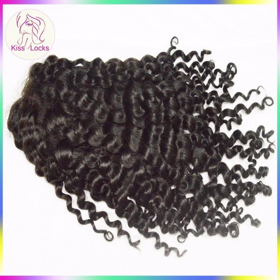 Deep Curly Lace front wig Virgin Indian Human Hair Medium wig cap can be flat ironed Grade 10A