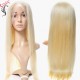 Pre-plucked hairline with baby hair blonde #613 Russian human hair Full lace handtied wigs Silky Straight