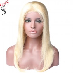Pre-plucked hairline with baby hair blonde #613 Russian human hair Full lace handtied wigs Silky Straight
