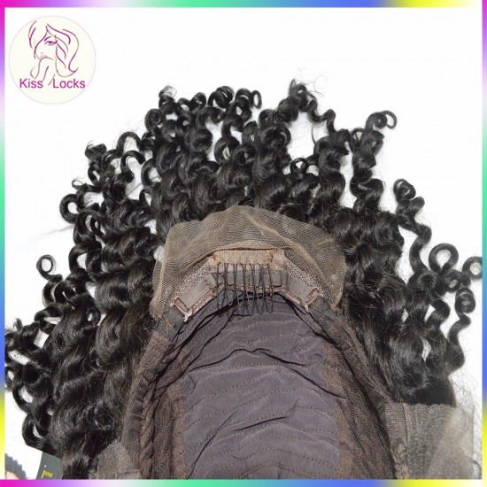 Premade lace front wig Raw Virgin Brazilian Human Hair Deep Curls ringlet with combs and straps